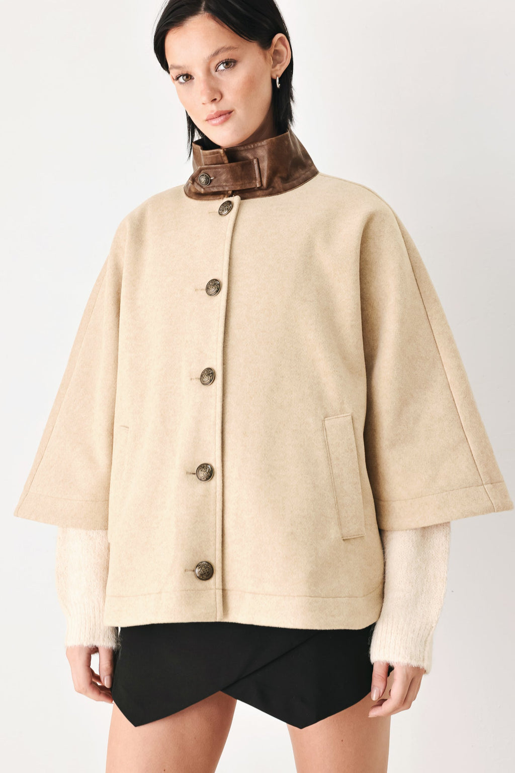 CITY IN MOTION BUCKLED CAPELET JACKET