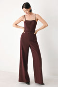 BURGUNDY MODERN MUSE WOVEN JUMPSUIT