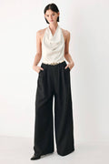 BLACK & CREAM POISE WOVEN JUMPSUIT