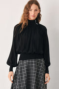 MACADAMIA DRAPED SWEATER KNIT TOP