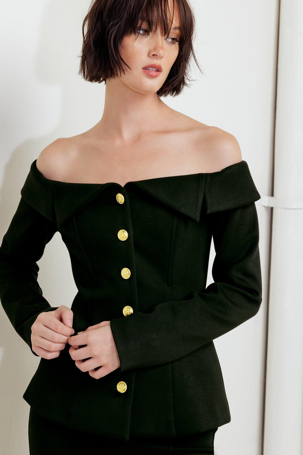 MODERN FLOW BLACK WOVEN TOP