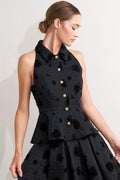 NOIR BLOOMING ROMANCE WOVEN TOP