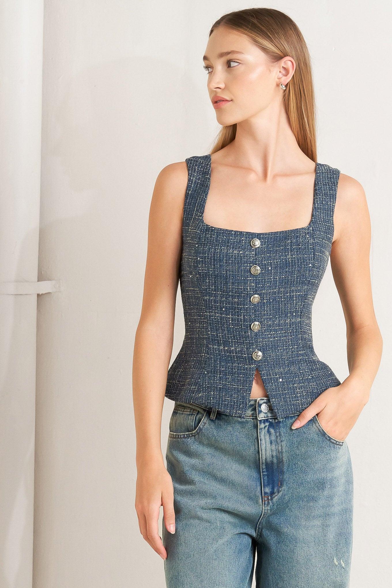 STUDIO FEMME LOOK TWEED TOP