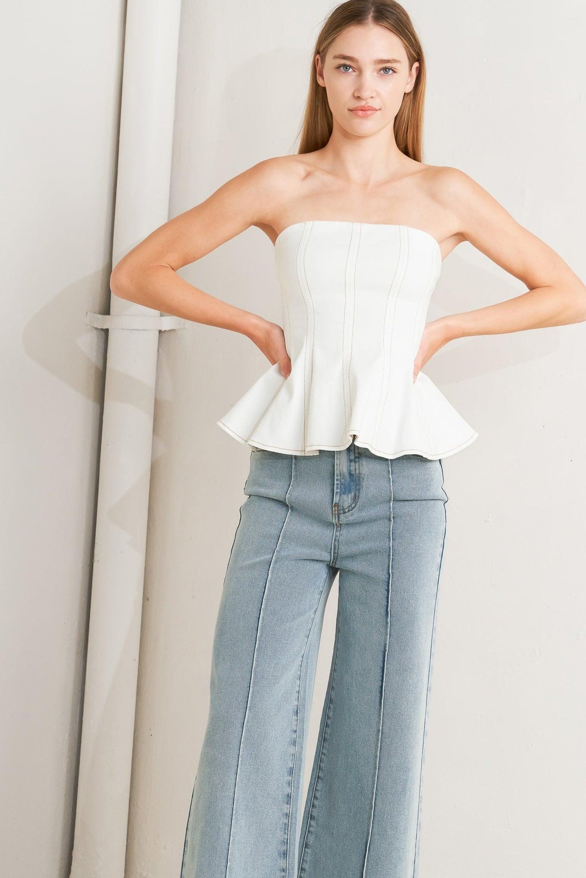SUBTLE DRAMA WOVEN TOP