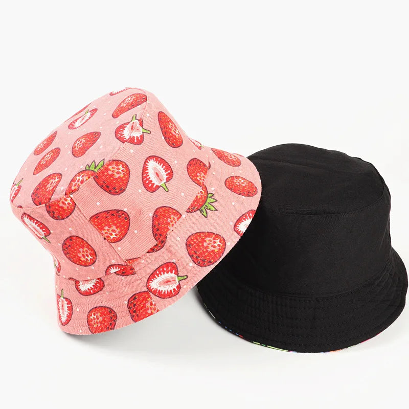 Strawberry Print Bucket Hat