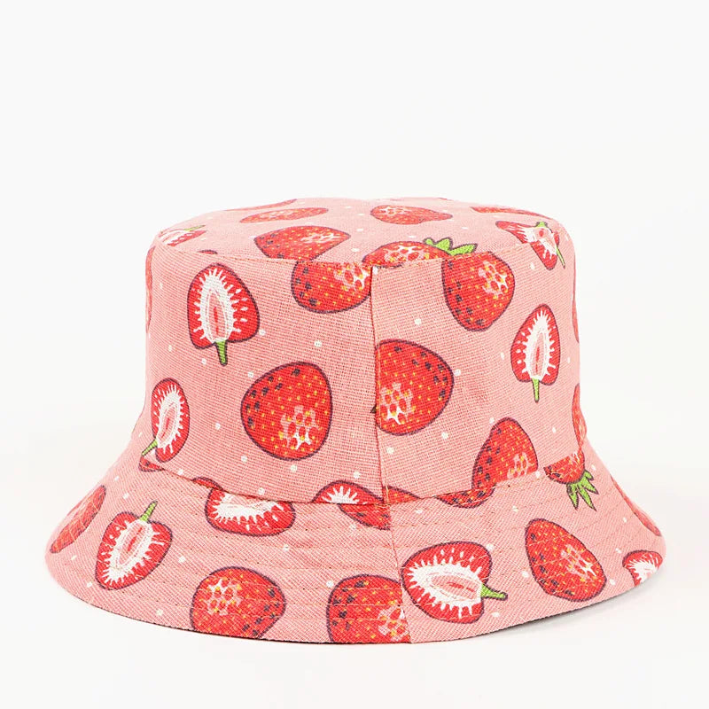 Strawberry Print Bucket Hat
