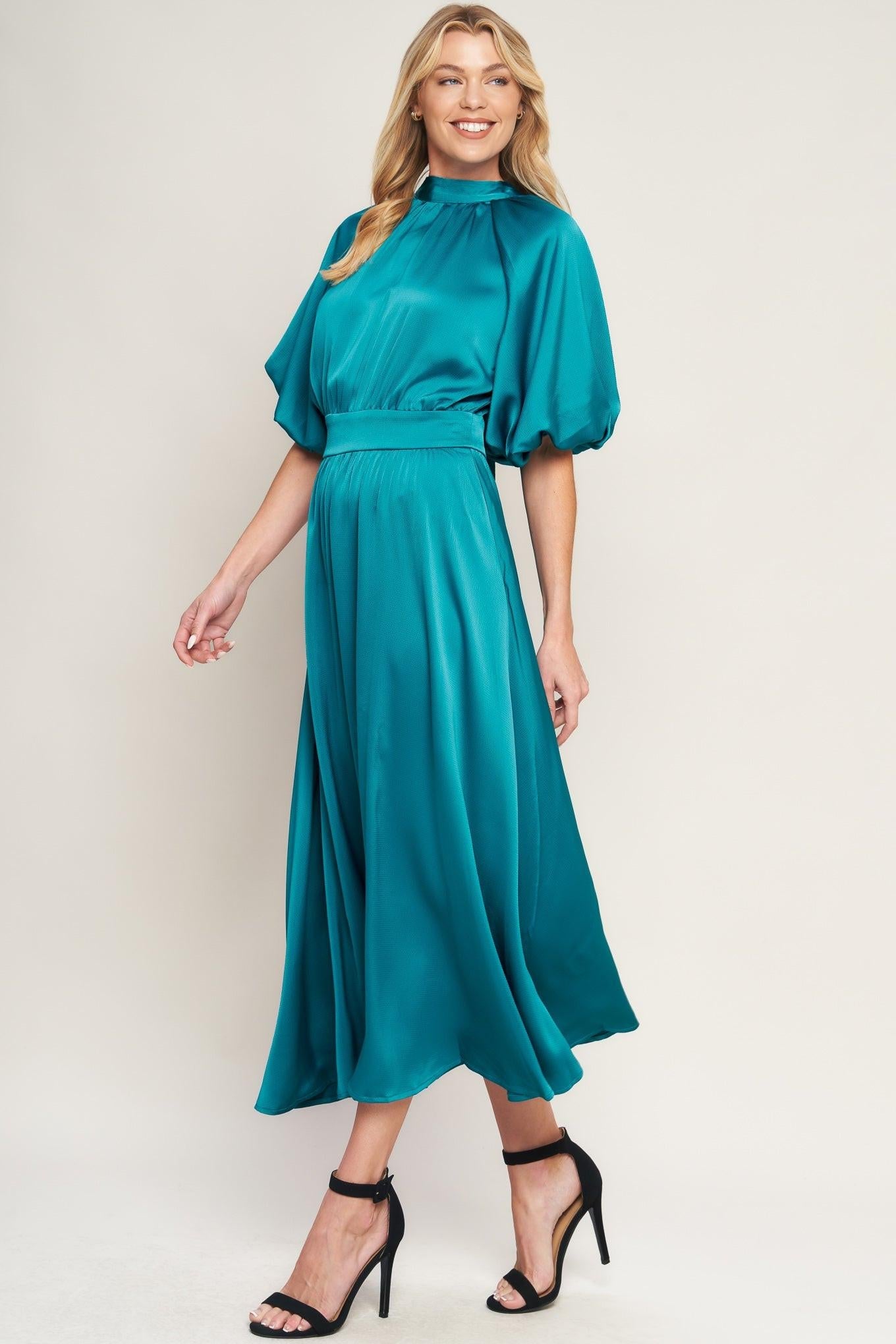 PETAL PROWESS WOVEN MIDI DRESS