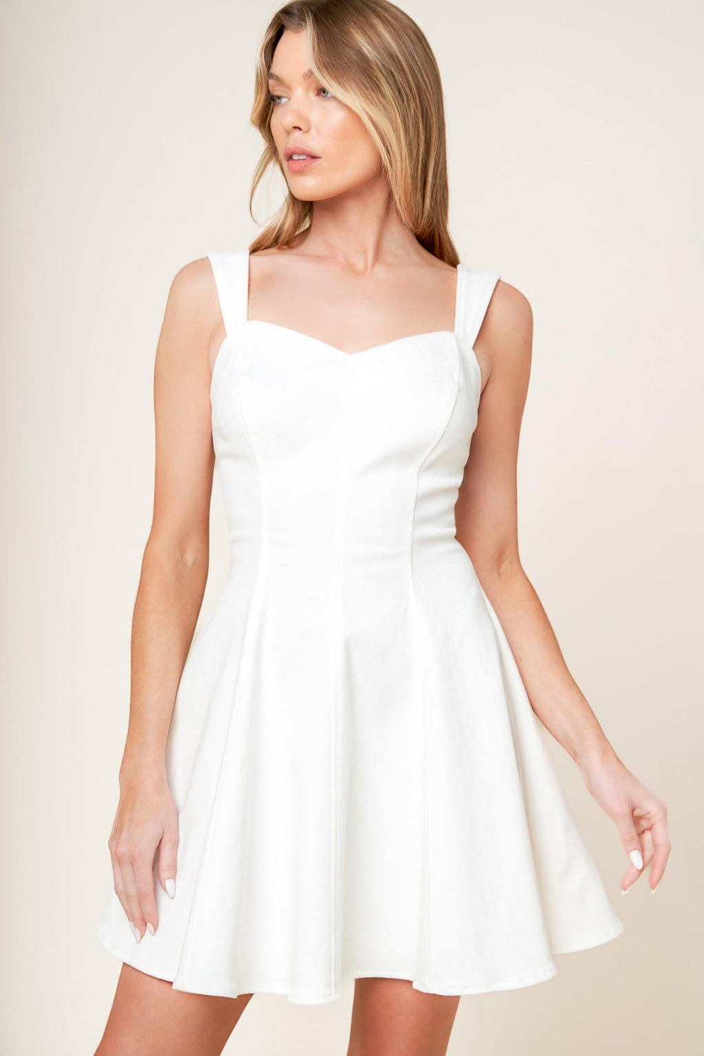 LAST YOUR CHANCE DENIM WOVEN MINI DRESS