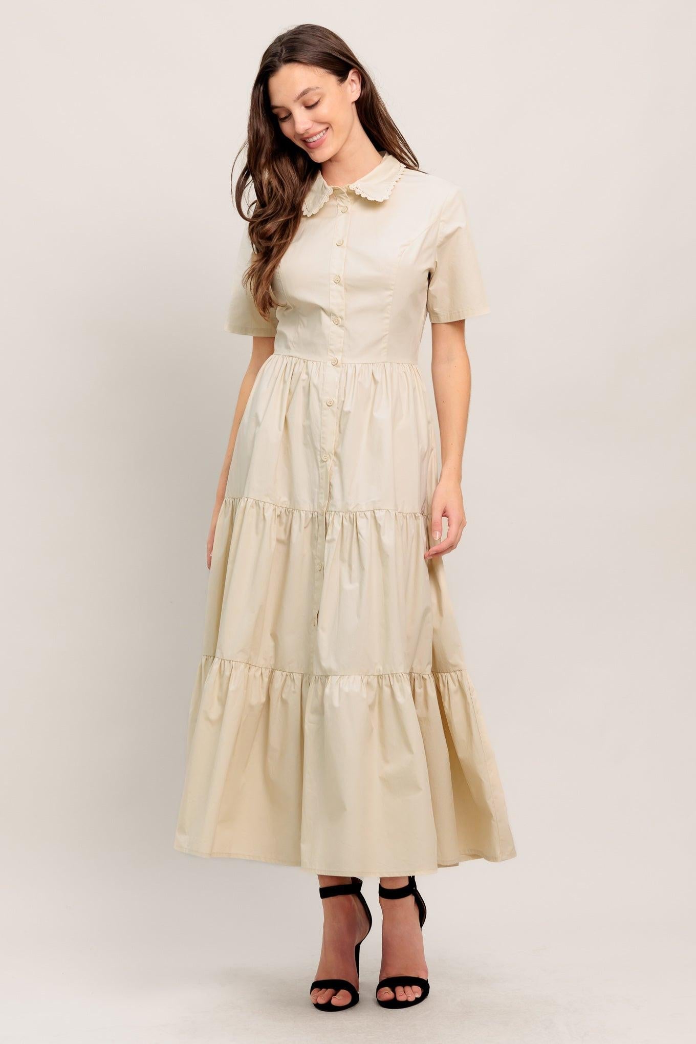 WORTH THE WAIT WOVEN MIDI DRESS