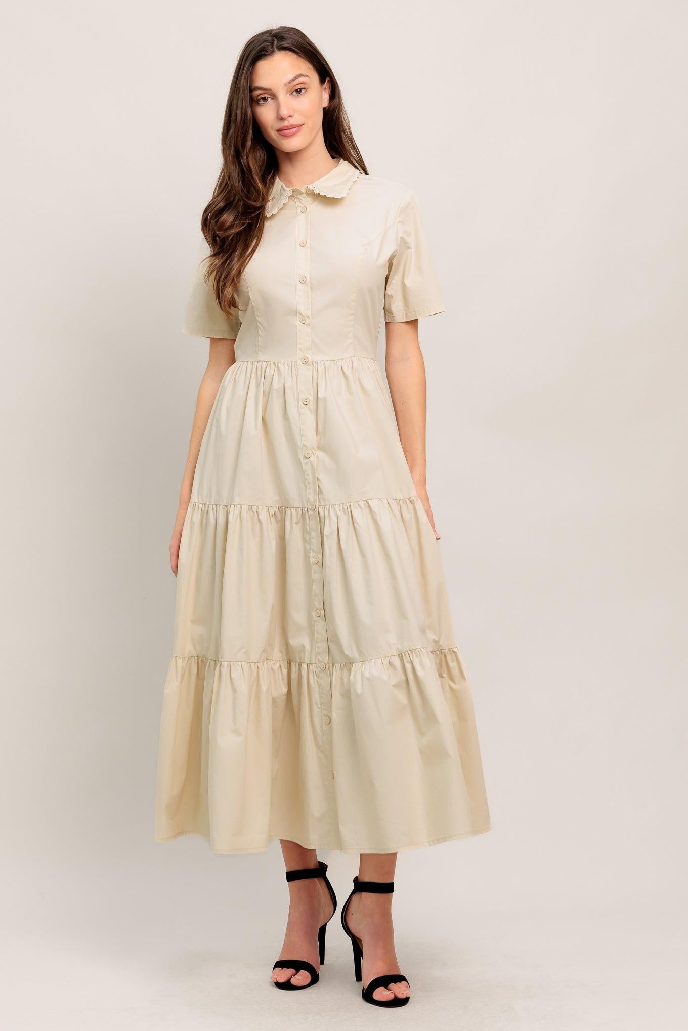 WORTH THE WAIT WOVEN MIDI DRESS