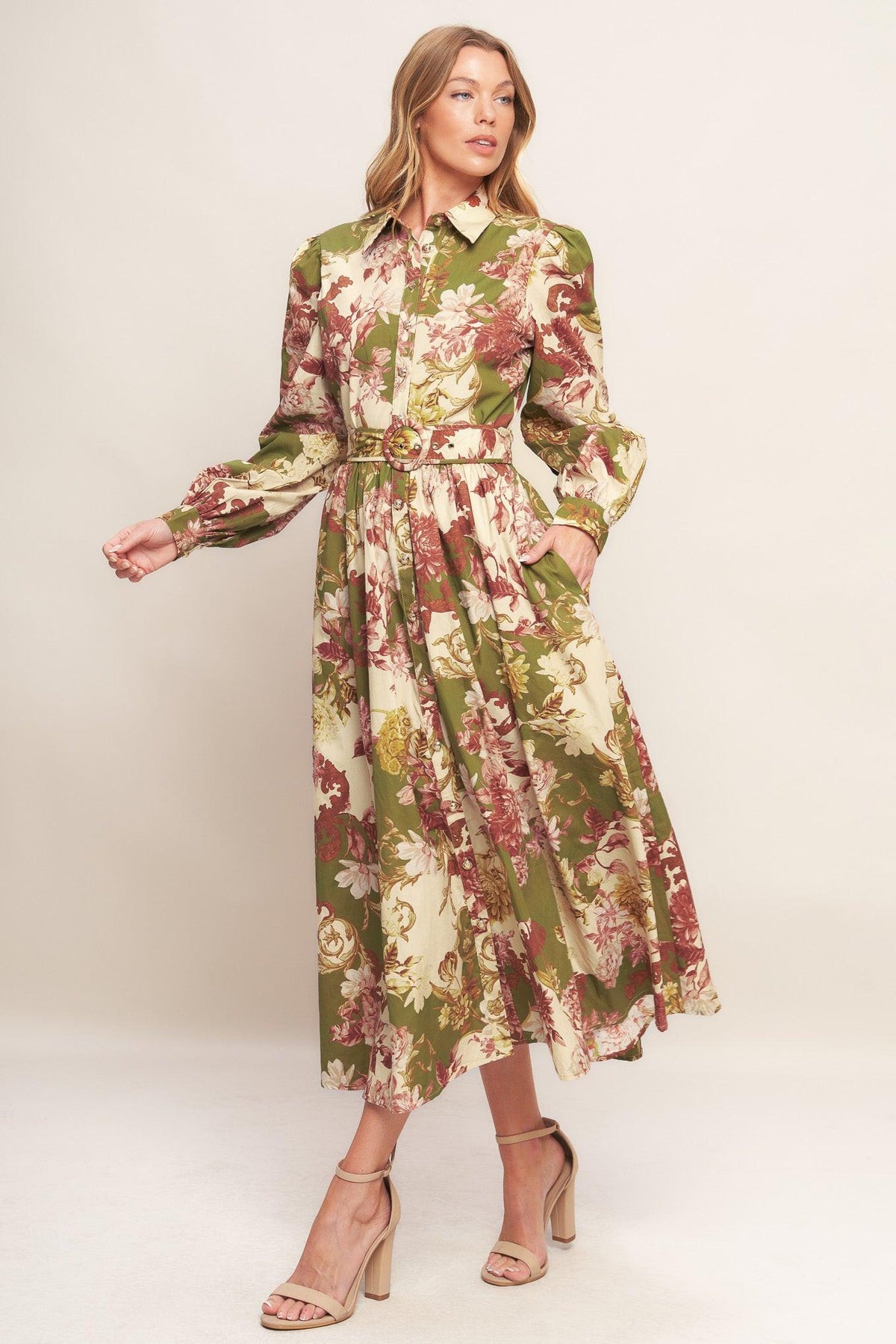 COUNTRY ROMANCE WOVEN MIDI DRESS