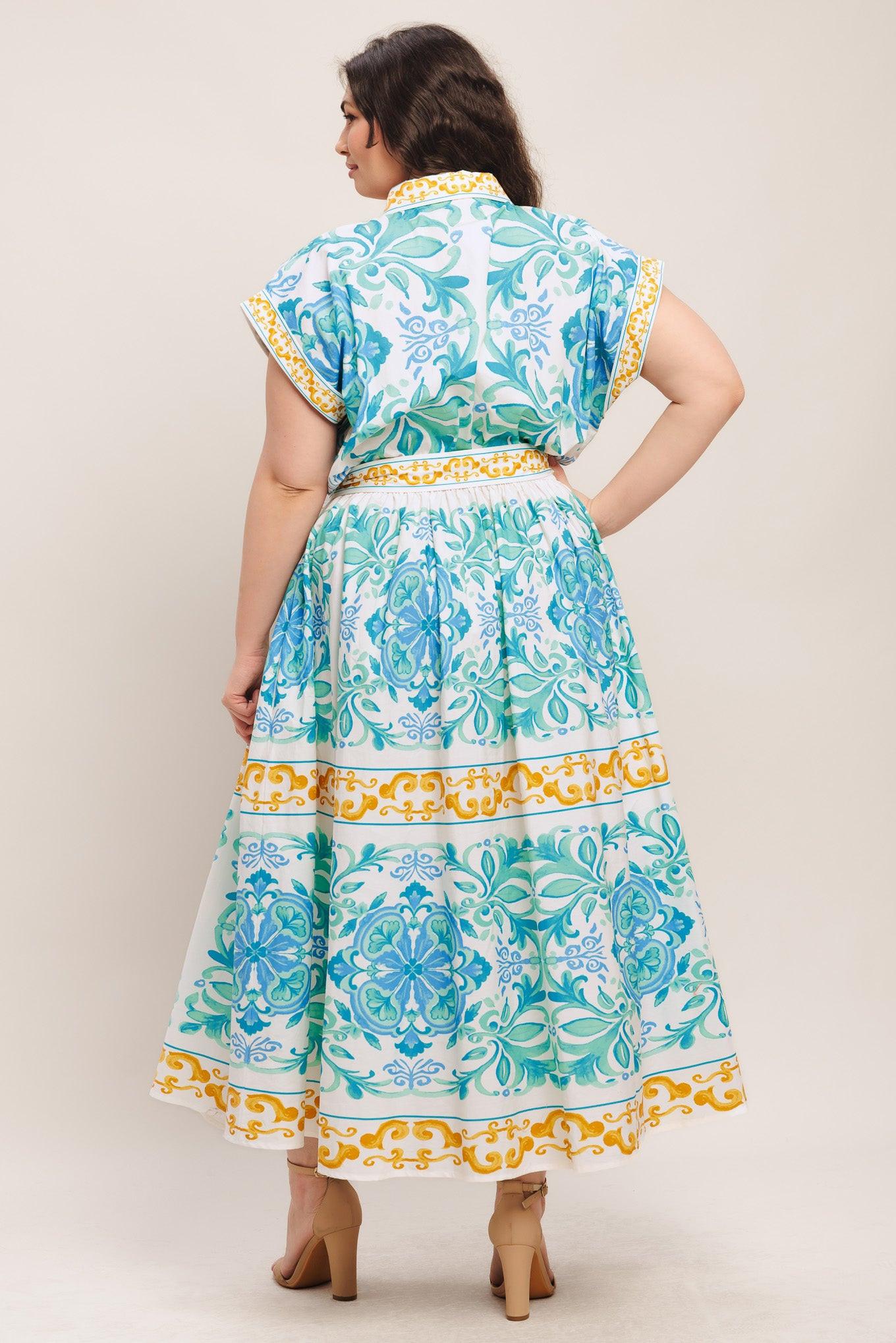 BLUE REGALIA WOVEN MIDI DRESS