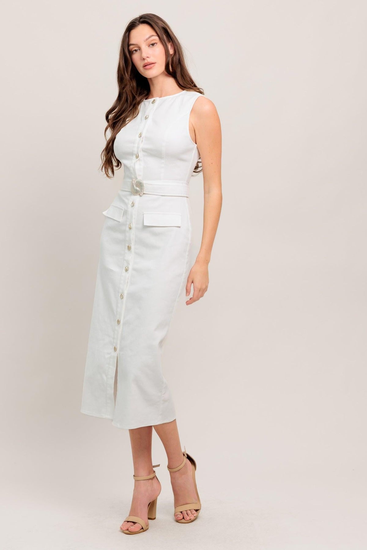ROUGE ROMANCE TWILL MIDI DRESS