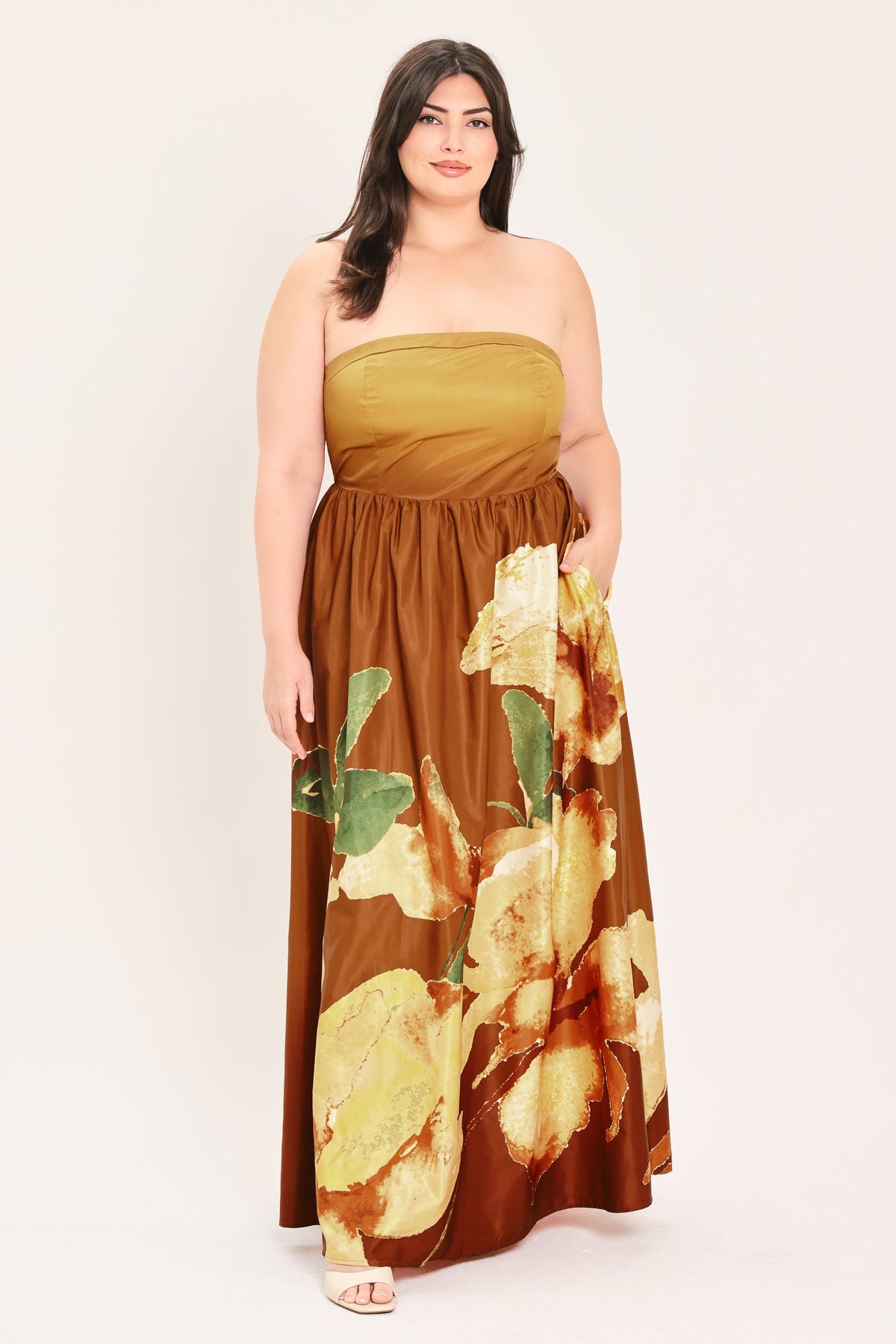 GOLDEN ROSE AFTERGLOW WOVEN MAXI DRESS