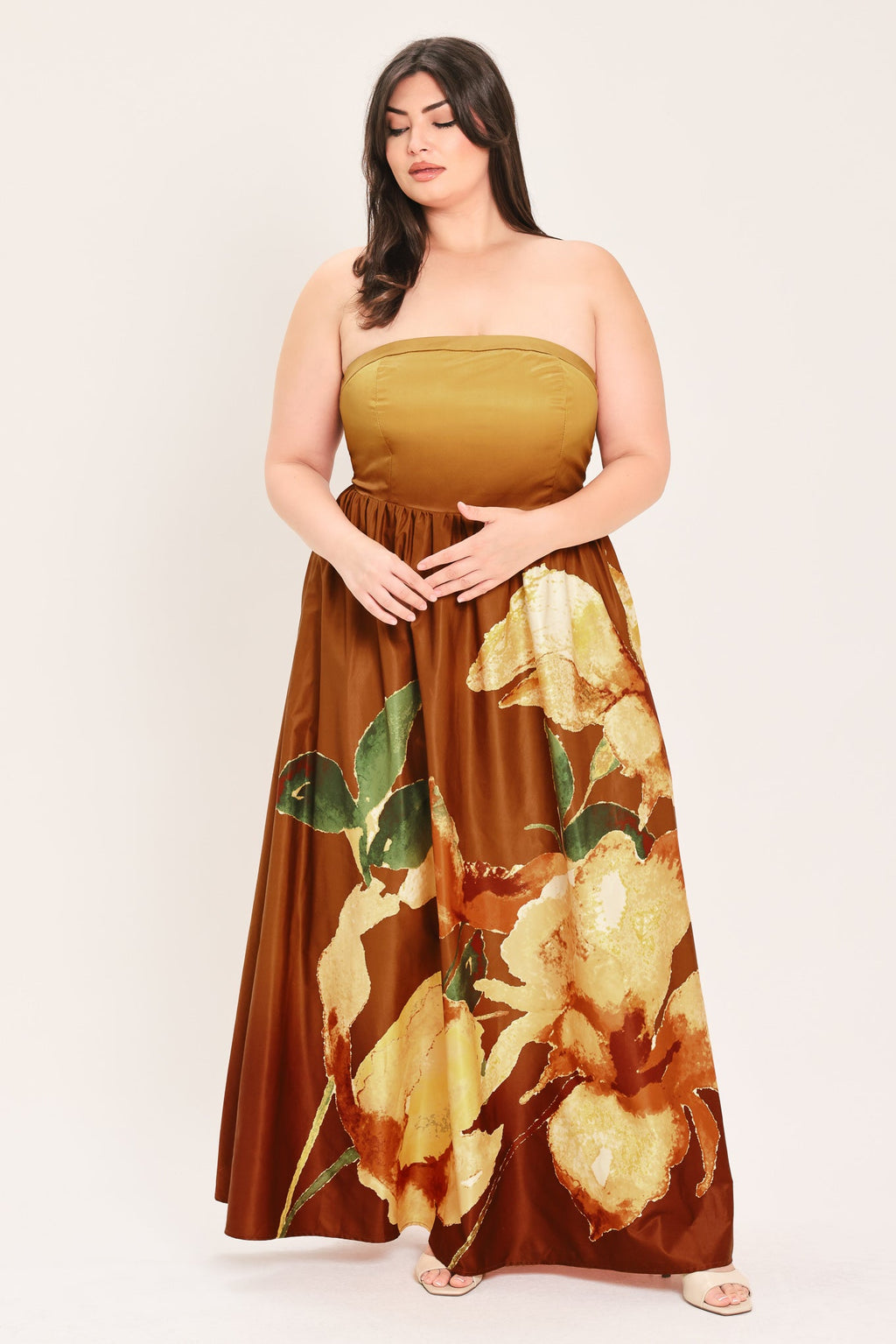 GOLDEN ROSE AFTERGLOW WOVEN MAXI DRESS
