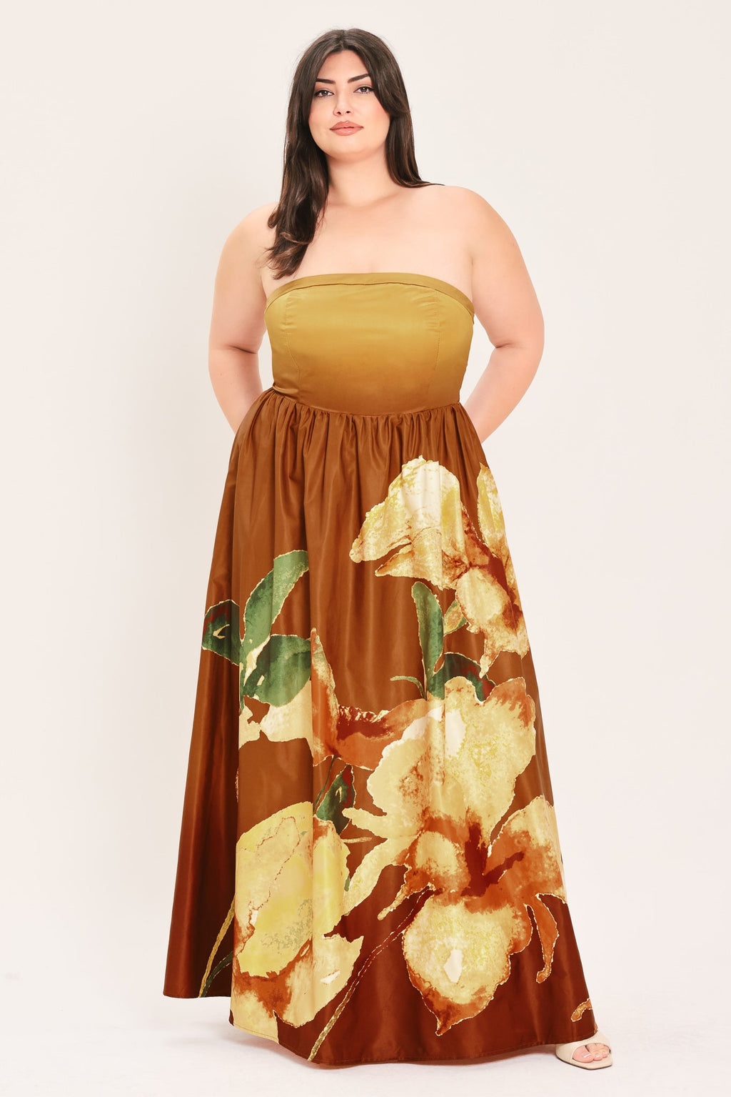 GOLDEN ROSE AFTERGLOW WOVEN MAXI DRESS