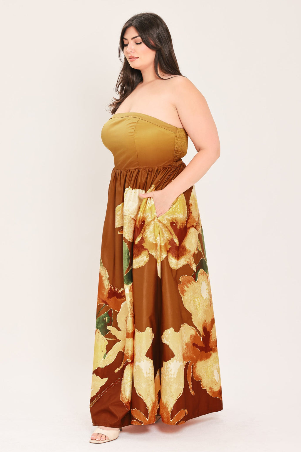 GOLDEN ROSE AFTERGLOW WOVEN MAXI DRESS