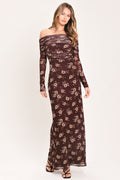 TWILIGHT GARDEN POWER MESH MAXI DRESS