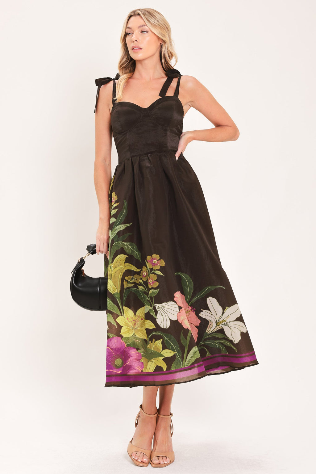 CACAO FLORAL FESTIVAL WOVEN MIDI DRESS