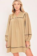NATURAL LINEN MELODY WOVEN MINI DRESS