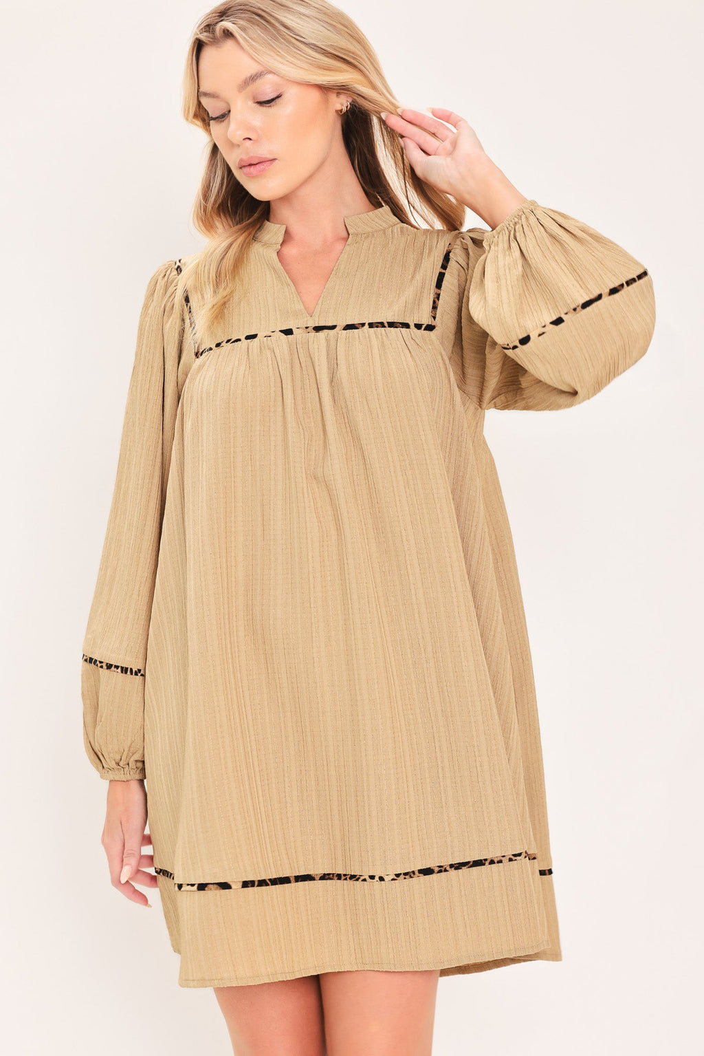 NATURAL LINEN MELODY WOVEN MINI DRESS