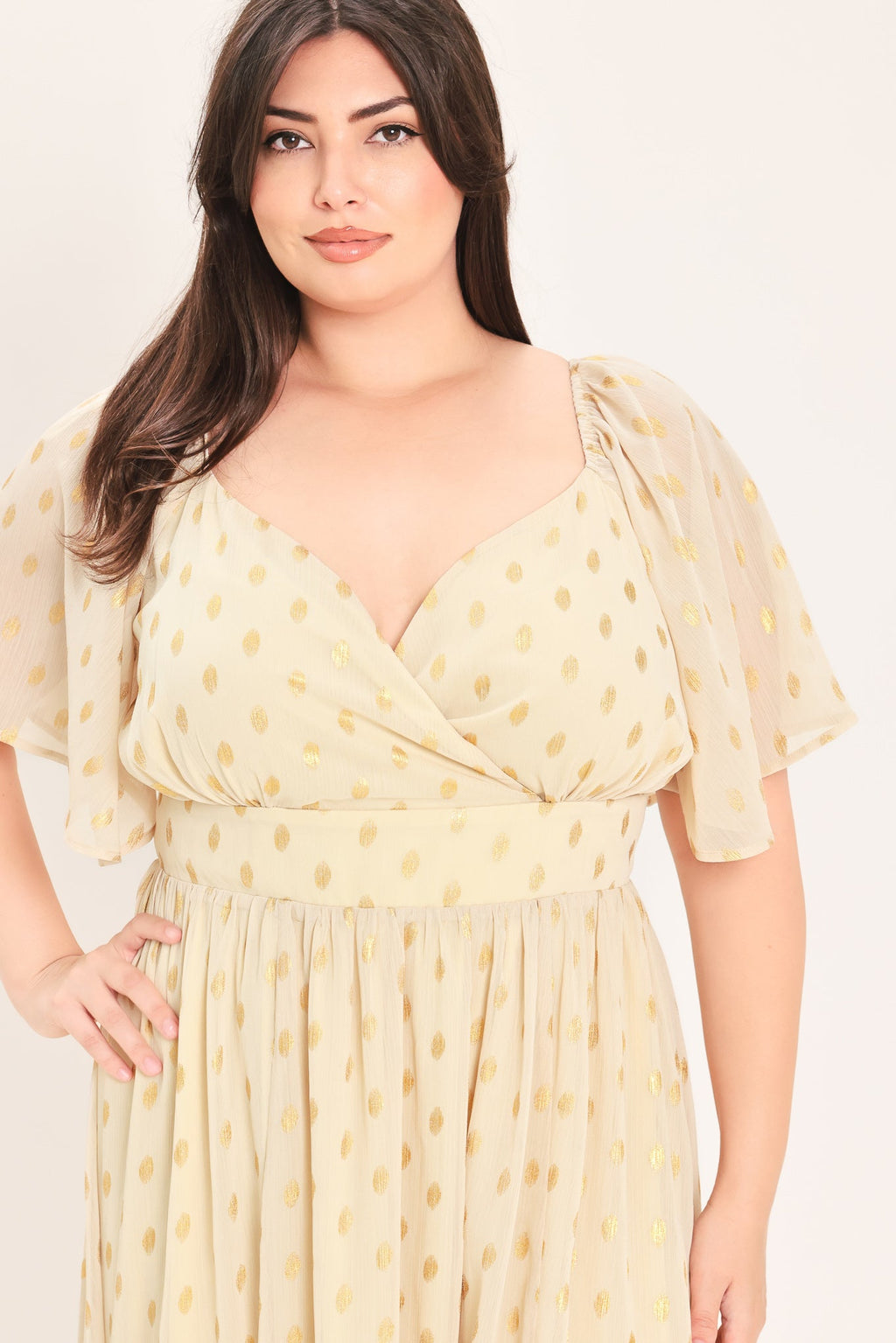 SHIMMERING SKY AFFECTION WOVEN MIDI DRESS