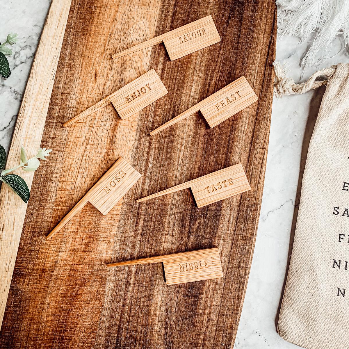 Charcuterie Board with Bamboo Markers – 23 x 8 in