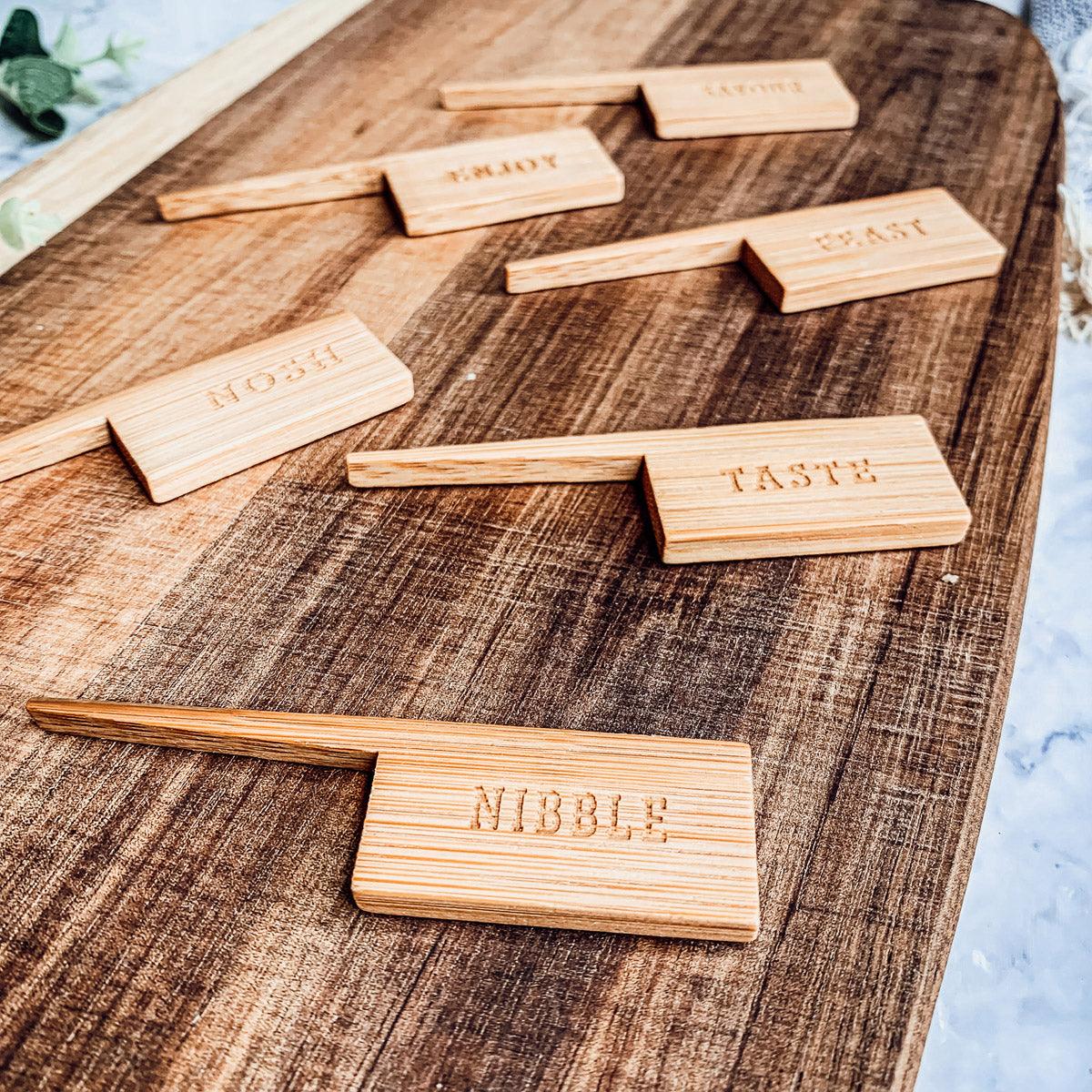 Charcuterie Board with Bamboo Markers – 23 x 8 in
