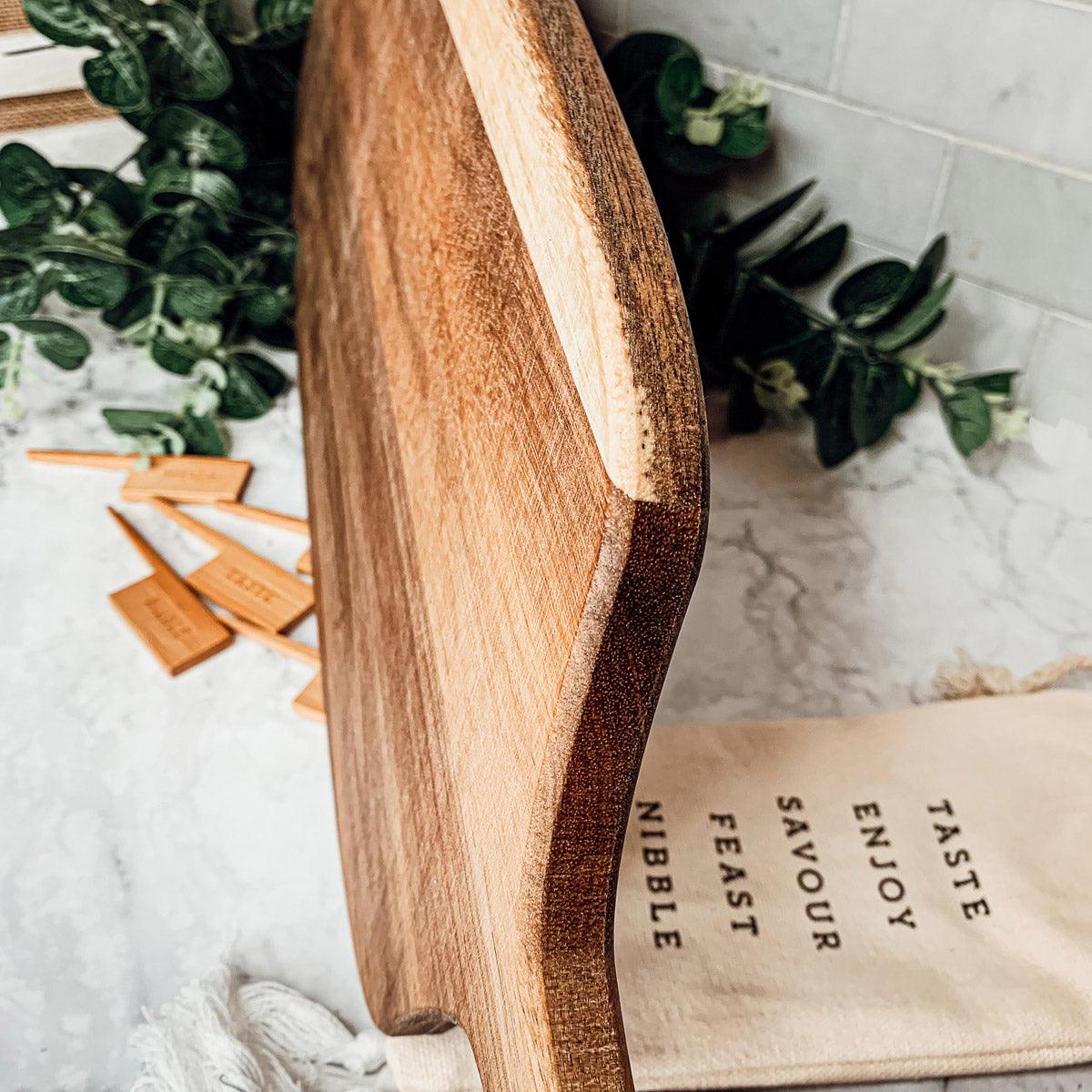 Charcuterie Board with Bamboo Markers – 23 x 8 in
