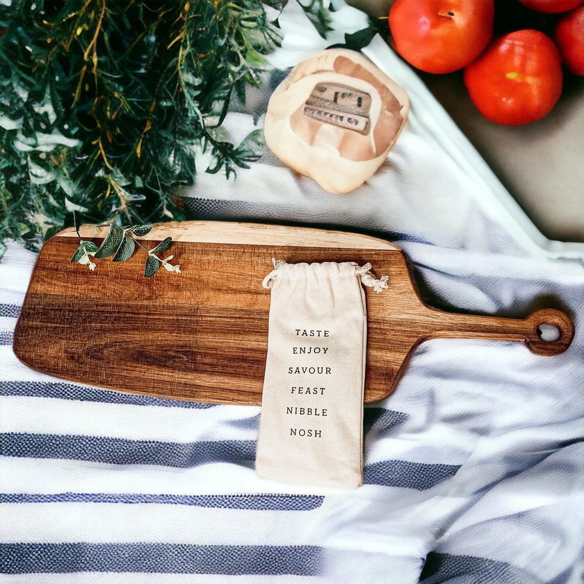 Charcuterie Board with Bamboo Markers – 23 x 8 in