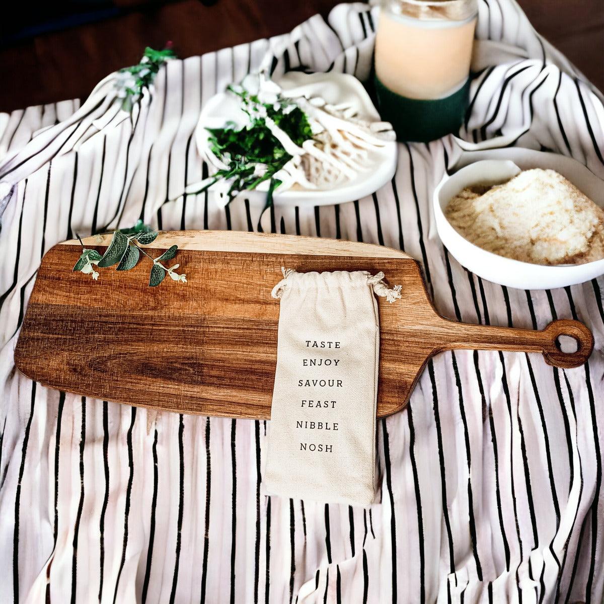 Charcuterie Board with Bamboo Markers – 23 x 8 in