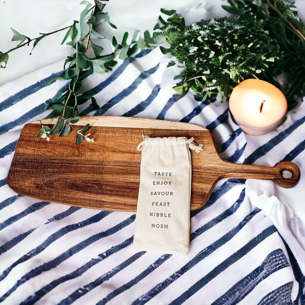 Charcuterie Board with Bamboo Markers – 23 x 8 in