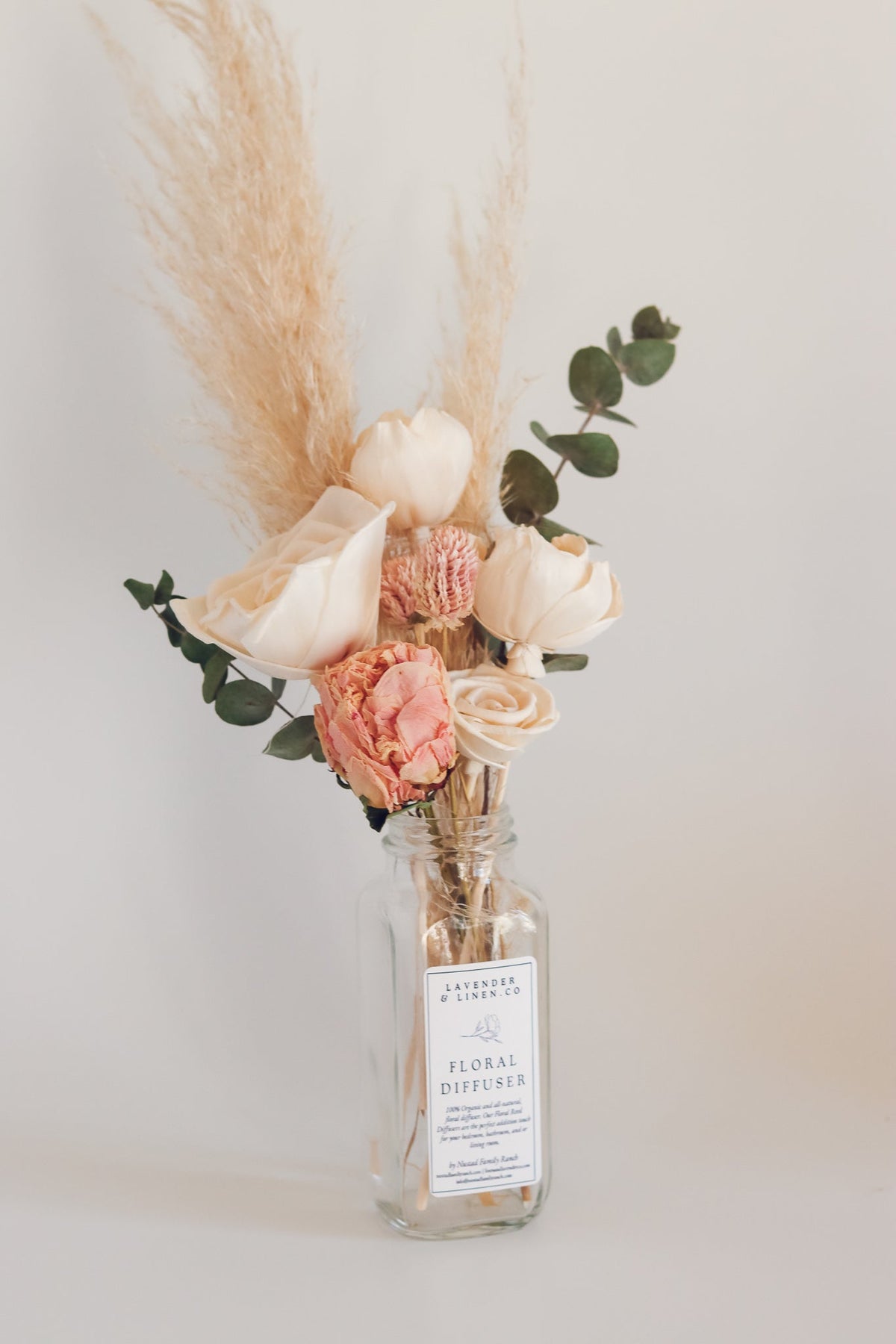 Blush Peony Preserved Floral Diffuser Bouquet – 8 oz