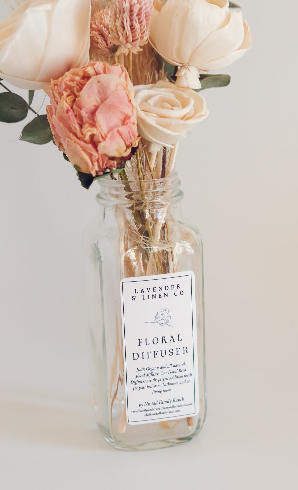 Blush Peony Preserved Floral Diffuser Bouquet – 8 oz