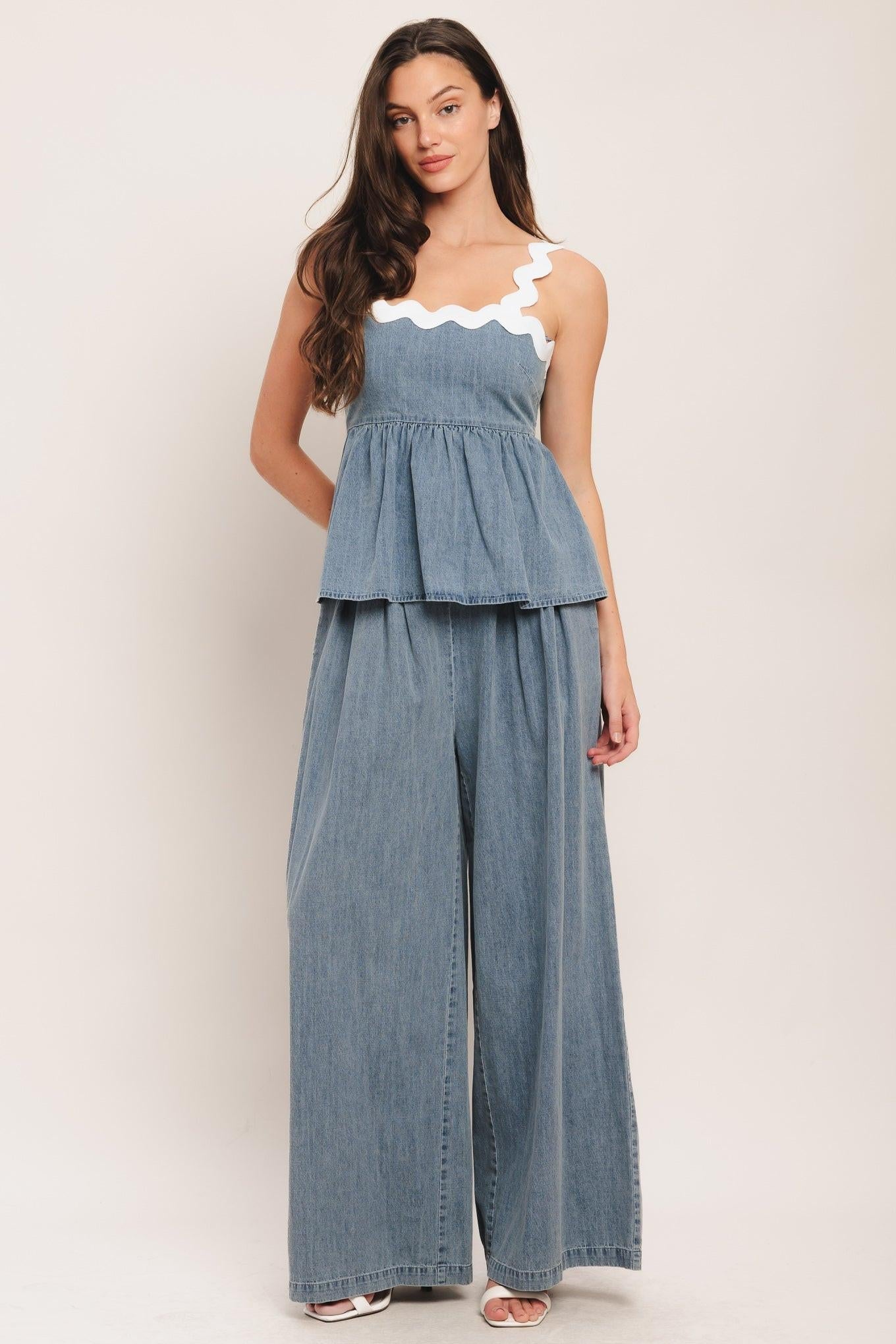 RELAXED DRAPE LIGHTWEIGHT DENIM PANTS