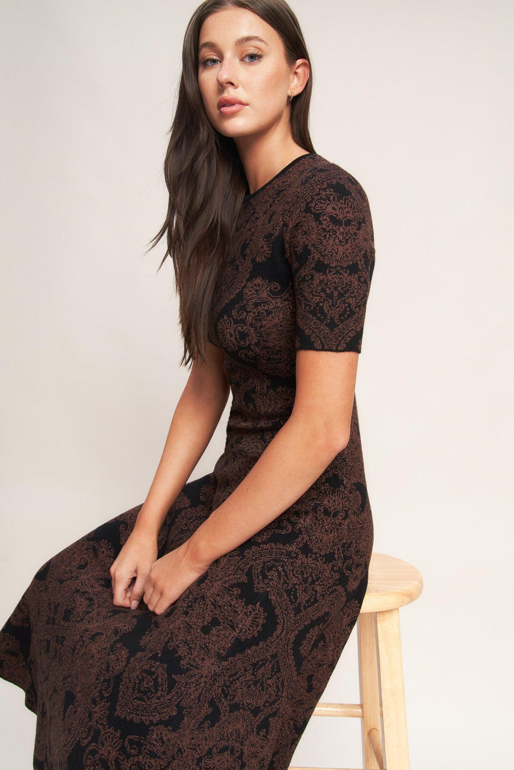 GOTHIC MUSE JACQUARD SWEATER MIDI DRESS