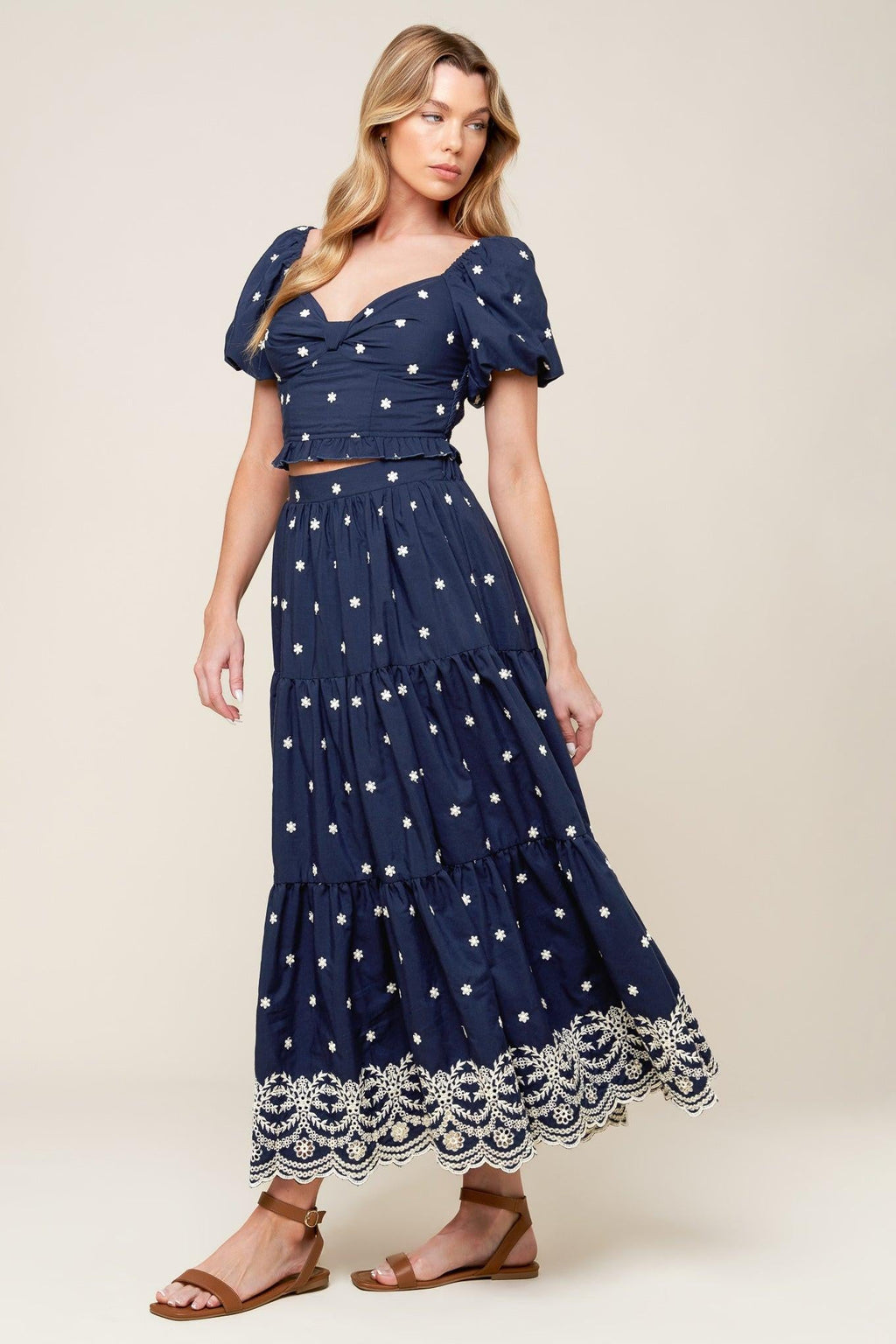 BEBE ALERT NAVY WOVEN TOP