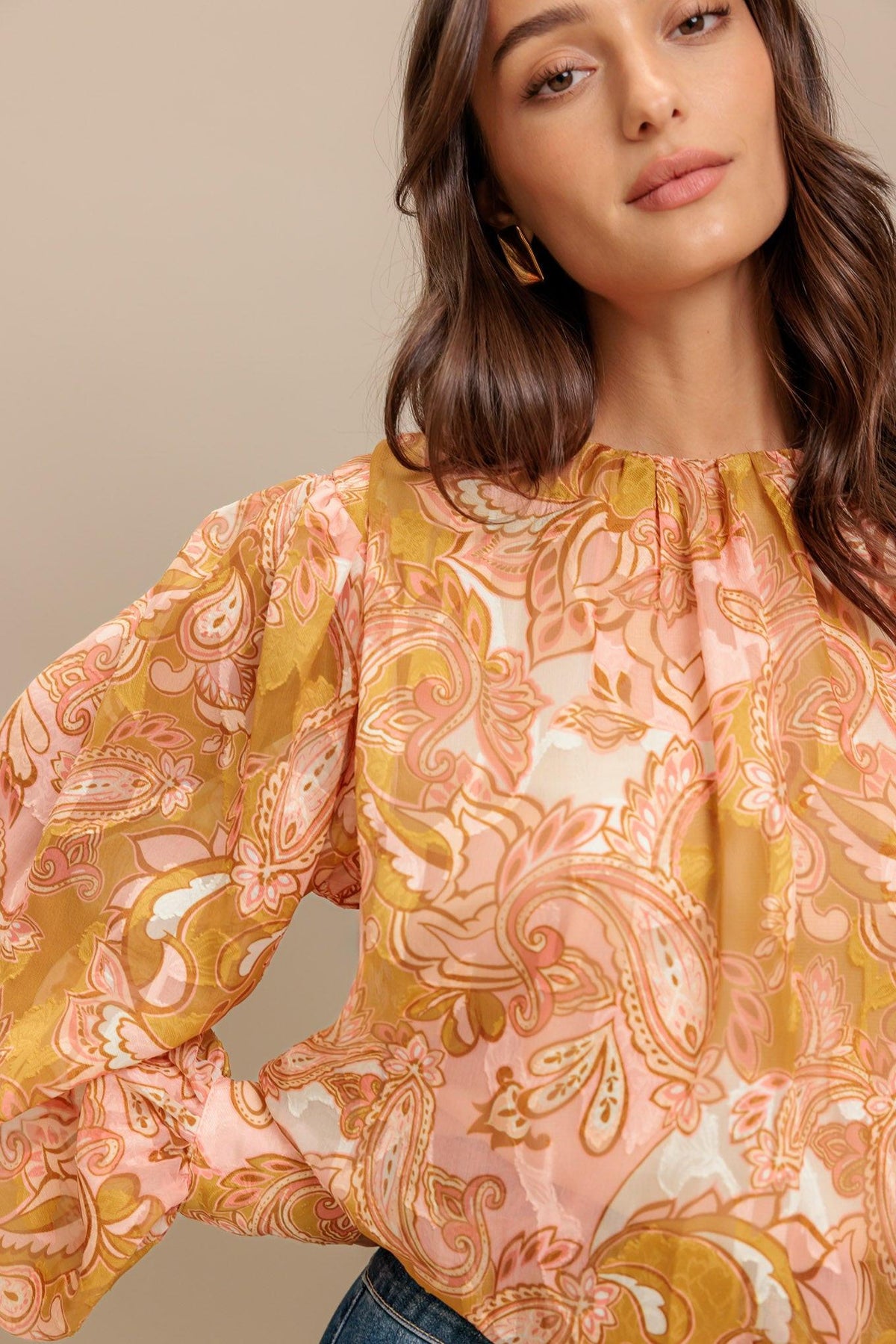 PAISLEY BREEZE  WOVEN JACQUARD TOP