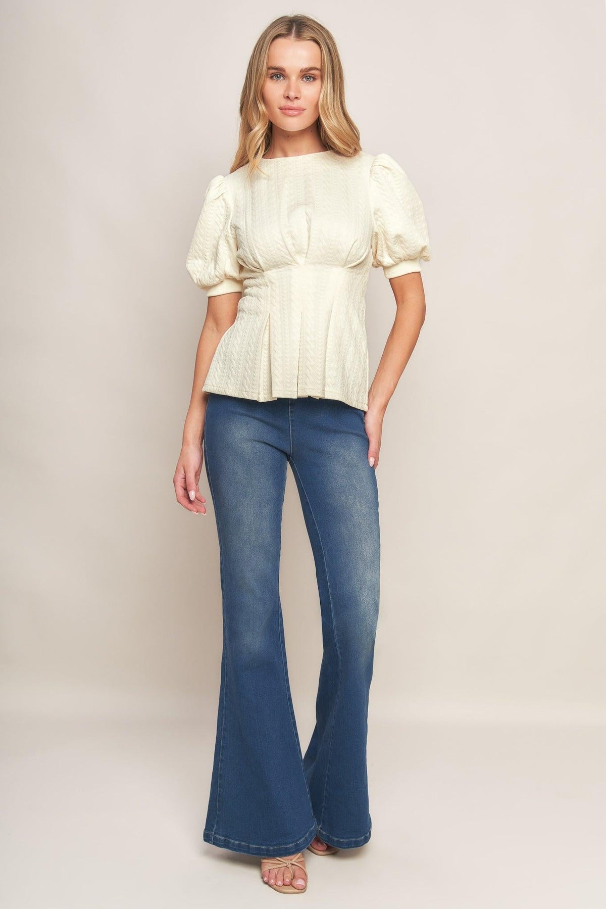 CREAM TWIST WOVEN TOP