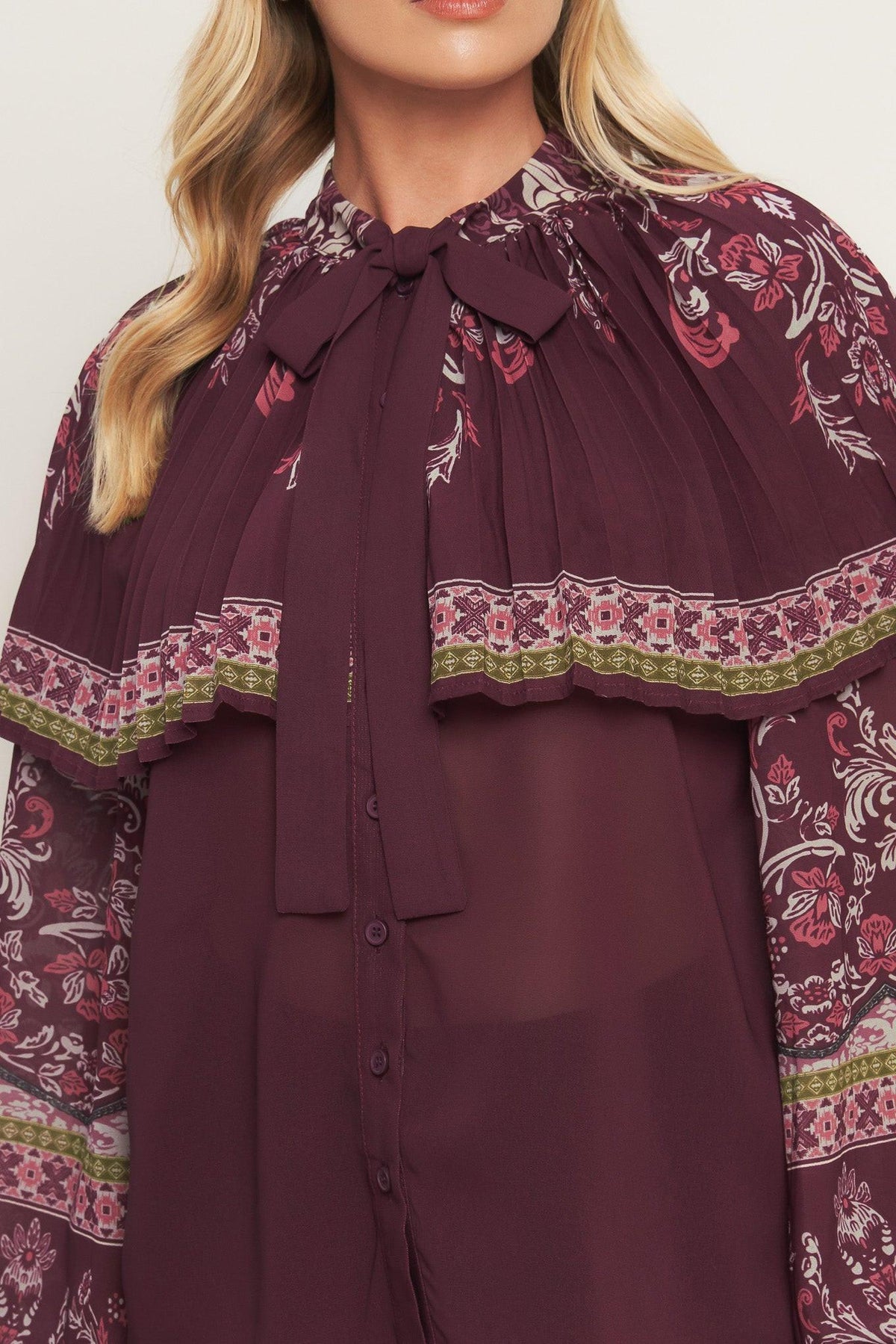 AZTEC CHERRY WOVEN TOP