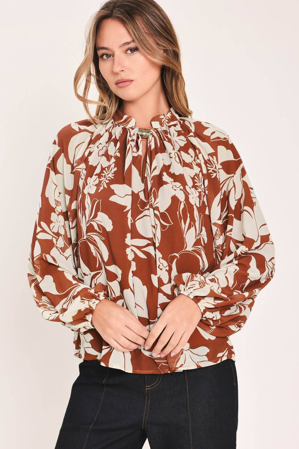 GOLDEN SEASON RUST HARDWARE-DETAIL BLOUSE