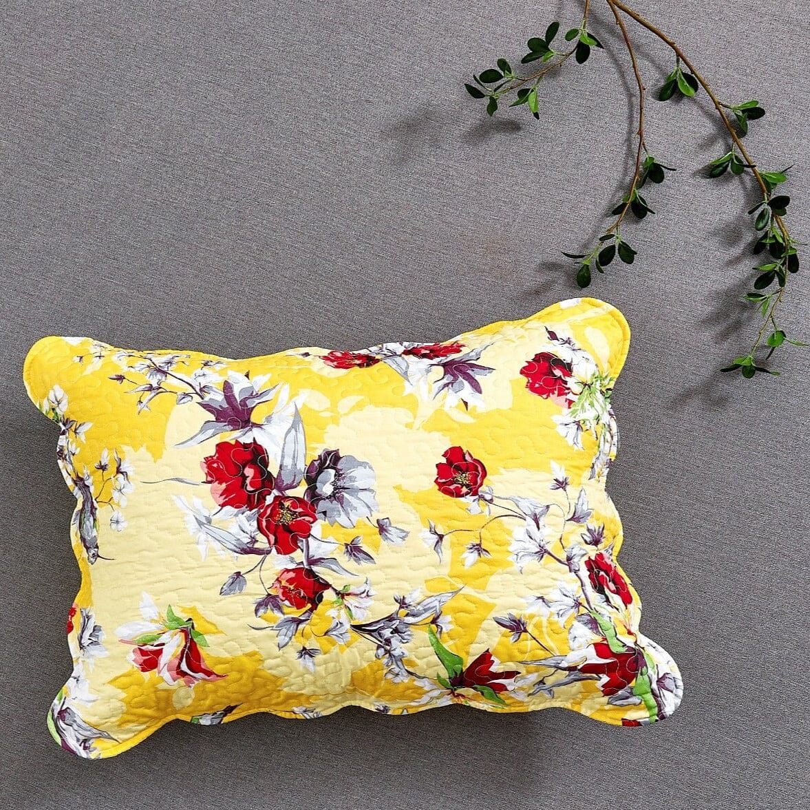 DaDa Yellow Hummingbird Floral Pillow Sham