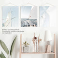 Coastal Sailboat Wall Art Set of 3. Nautical Ocean Sailing Prints