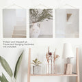 Neutral Minimalist Set of 3. Olive Branch Vase, Architectural Prints