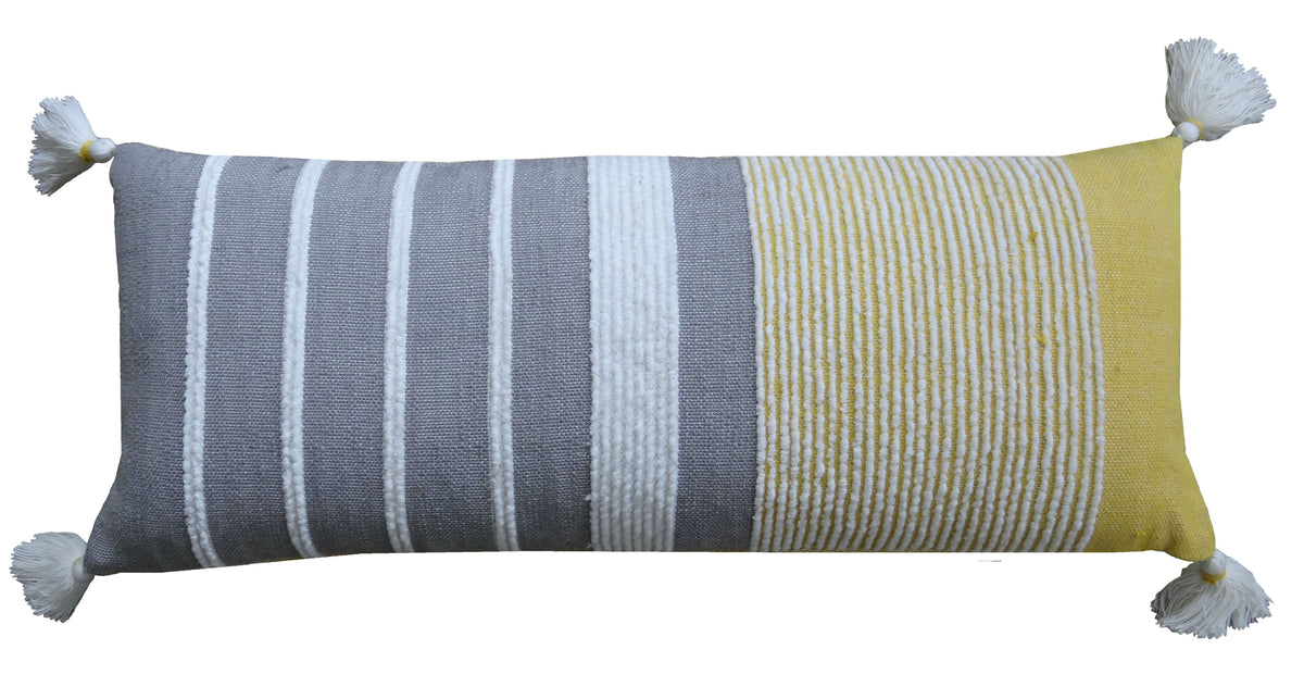 Grey Striped Throw Pillow – 14 x 36 in