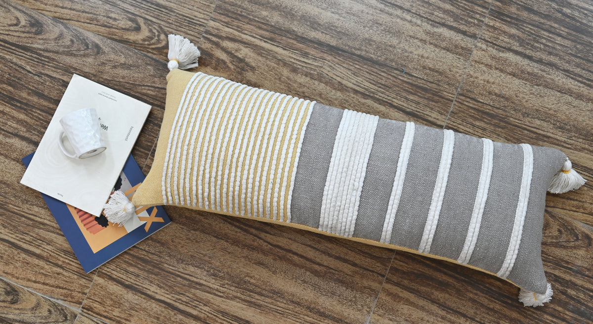 Grey Striped Throw Pillow – 14 x 36 in