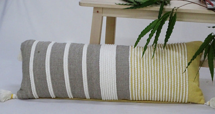 Grey Striped Throw Pillow – 14 x 36 in