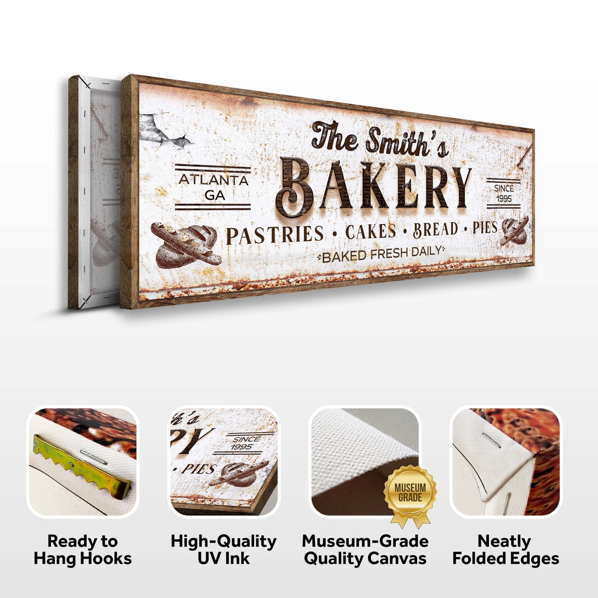 Personalized Vintage Bakery Canvas Wall Art