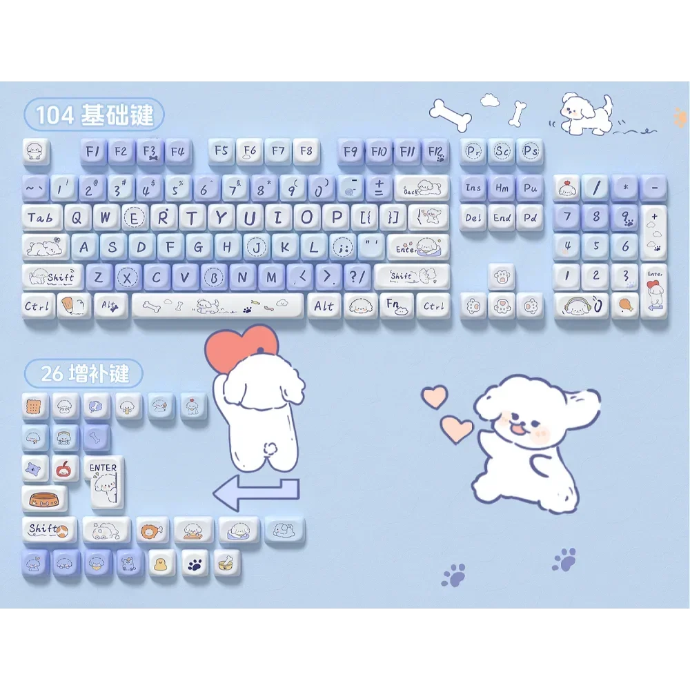 Kawaii Playful Puppy Keycap Set