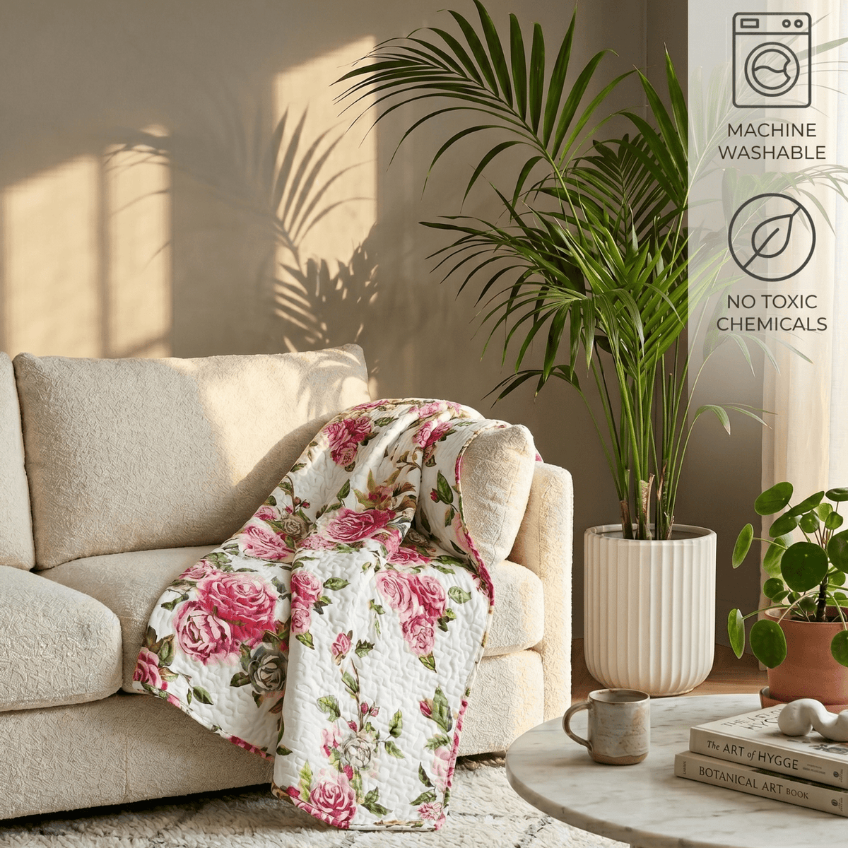 DaDa Romantic Roses Quilted Throw Blanket – 50 x 60 in